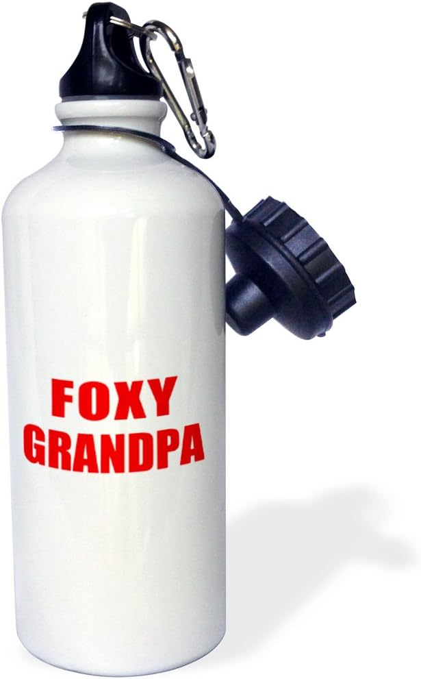 3dRose Foxy Grandpa-Funny red Text Design for a Cool hot Grandfather-Sports Water Bottle, 21oz , 21 oz, Multicolored