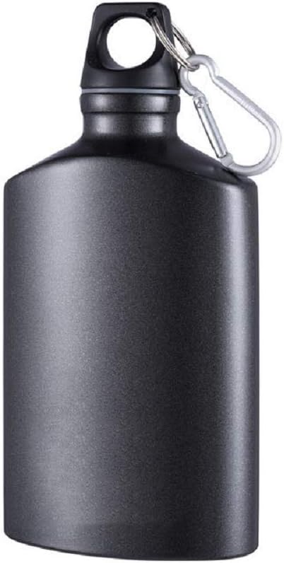 Military Canteen Water Bottle Aluminum - for Travel Camping Hiking Outdoor Recreation, with Hook Portable BPA Free, 18oz Black