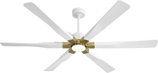 78 Inch Ceiling Fan with Lights and Remote Control, 6 Reversible ABS Blades, 6-Speed Noiseless DC Motor with 4.5" / 12" / 24" Downrods for Bedroom Dining Living Room, Gold and White