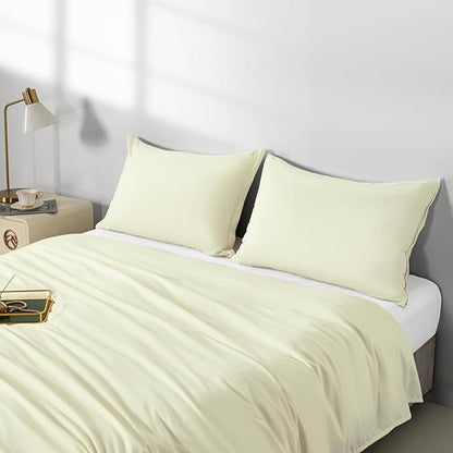 2 Pack Microfiber King Zipper Pillowcases, Soft Comfortable Not Shrink Beige Pillow Case, Breathable Pillow Cases Set of 2 (20x36 Inches)