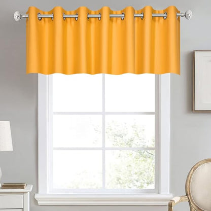 Orange Valances for Windows 100X18 Inches Blackout Thermal Insulated Valance with Grommet Top for Kitchen Living Room Short Straight Drape Valance for Bedroom Kids Room 1 Panel