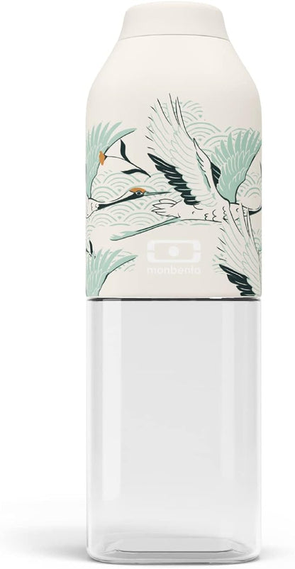 MONBENTO - Clear Reusable Water Bottle MB Positive M graphic Destiny - 17 floz/500 ml Water Bottle Perfect for Work, Travel, Sport, Picnic - Compact, Leakproof BPA Free Water Bottle - Japanese Pattern