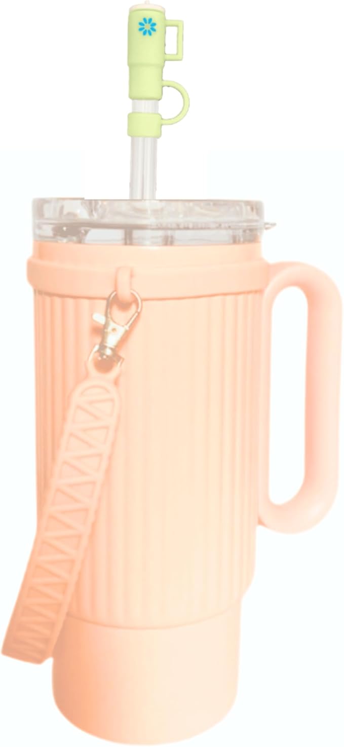 Stanley Accessories Water Bottle with Strap Bottle Sling Carrier with Handle Attachment Fits Most 8-40oz Tumbler & Stanley + 4Cute Straw Covers 3D Straw Toppers Gift Set-Cup
