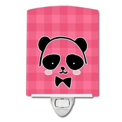 Caroline's Treasures BB7039CNL Panda Bear Pink Face Ceramic Night Light Compact, UL-Certified, Ideal for Bedroom, Bathroom, Nursery, Hallway, Kitchen, 6x4x3, Multicolor