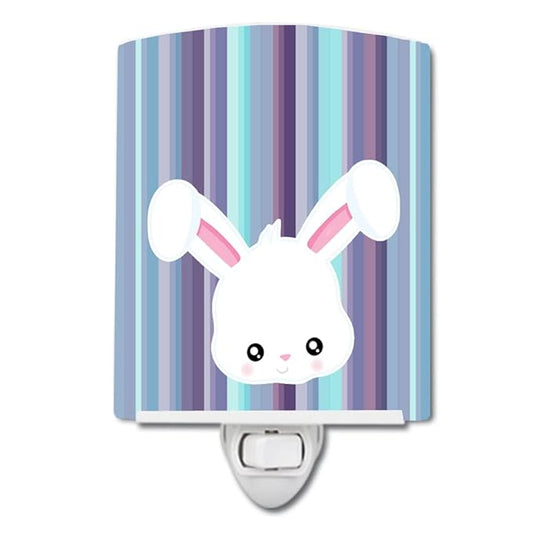 Caroline's Treasures BB6933CNL Rabbit Face Ceramic Night Light Compact, UL-Certified, Ideal for Bedroom, Bathroom, Nursery, Hallway, Kitchen, 6x4x3, Multicolor