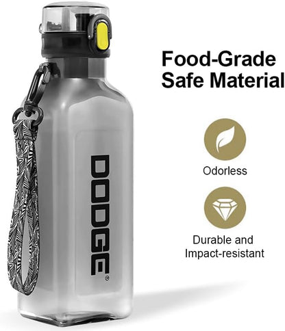 Sports Square Water Bottle 24 oz Reusable Drinking Bottle Portable Leakproof BPA-Free Plastic Water Bottles for Travel Picnic Gym Camping School(Black)