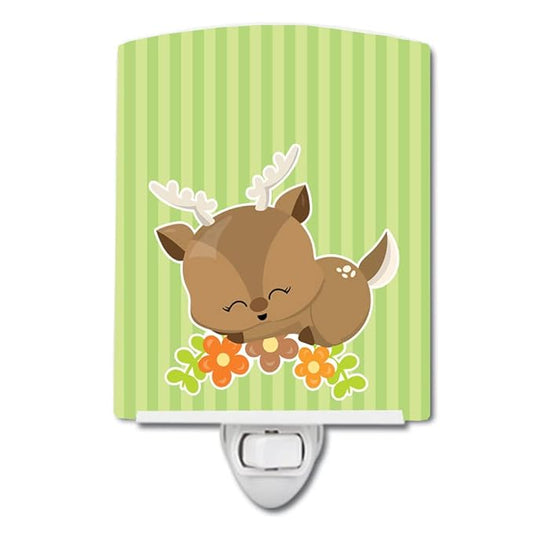 Caroline's Treasures BB8715CNL Deer #2 Ceramic Night Light Compact, UL-Certified, Ideal for Bedroom, Bathroom, Nursery, Hallway, Kitchen, 6x4x3, Multicolor