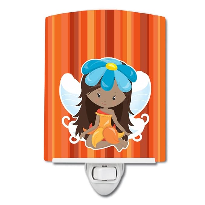 Caroline's Treasures BB6915CNL Fairy Orange Stripes Ceramic Night Light Compact, UL-Certified, Ideal for Bedroom, Bathroom, Nursery, Hallway, Kitchen, 6x4x3, Multicolor