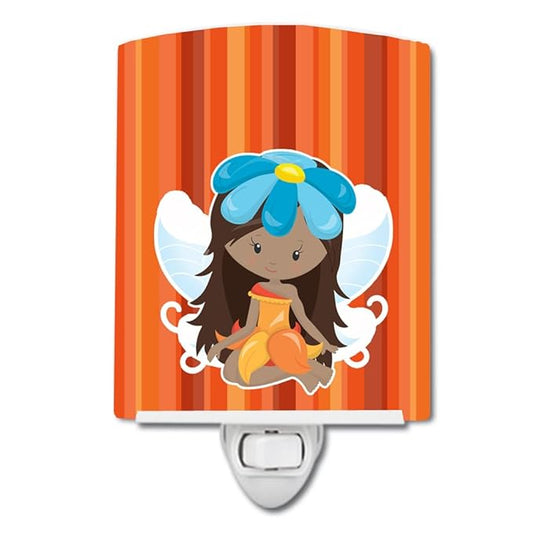 Caroline's Treasures BB6915CNL Fairy Orange Stripes Ceramic Night Light Compact, UL-Certified, Ideal for Bedroom, Bathroom, Nursery, Hallway, Kitchen, 6x4x3, Multicolor
