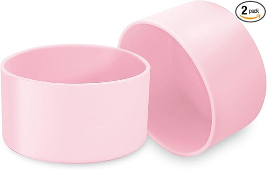 2 Pcs 3 Inch / 75mm Pink Water Bottle Boot, Silicone Tumbler Sleeve Water Bottle Bumper, Tumbler Accessories Water Bottle Bottom Protector for 20oz 30oz 40oz Tumbler Water Bottle