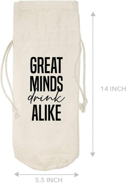 Andaz Press Mothers Day Wine Bag, Great Minds Drink Alike, Mothers Day Wine Bottle Cover, Mother's Day Gifts, Canvas Wine Gift Bag Champagne Bottle Bag Wine Bags For Wine Bottles Gifts 1-Pack