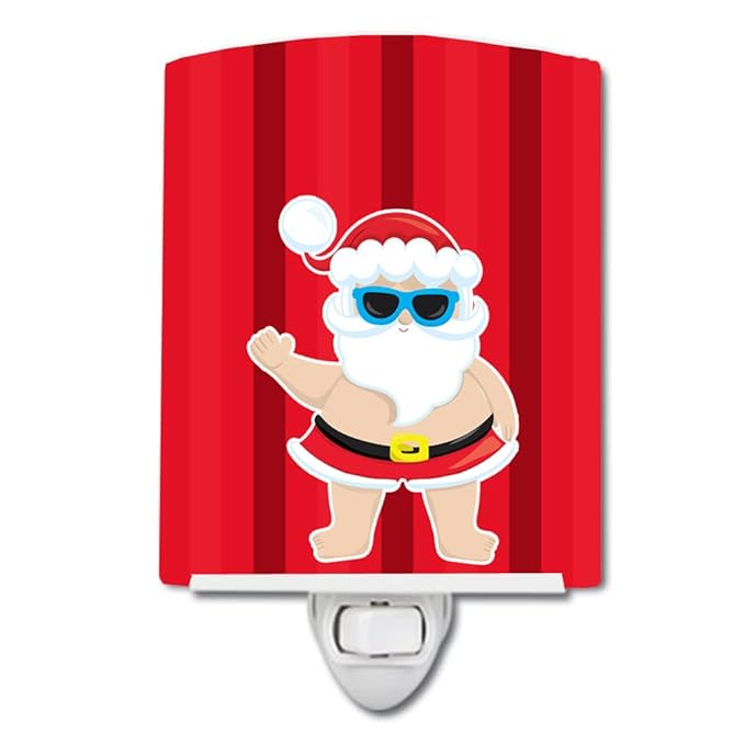 Caroline's Treasures BB9070CNL Beach Santa Claus #3 Ceramic Night Light Compact, UL-Certified, Ideal for Bedroom, Bathroom, Nursery, Hallway, Kitchen, 6x4x3, Multicolor