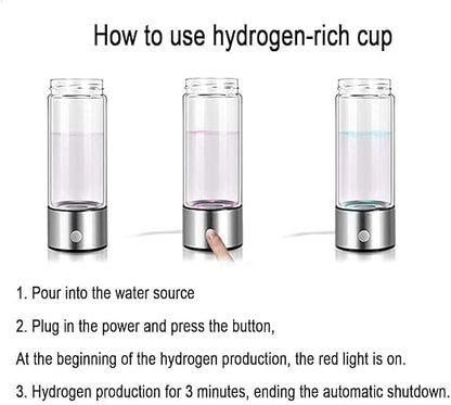 Hydrogen Water Bottle, Portable Hydrogen Water Ionizer Machine, Hydrogen Water Generator, Rechargeable Hydrogen Rich Water Glass Health Cup for Home Travel (Blue)