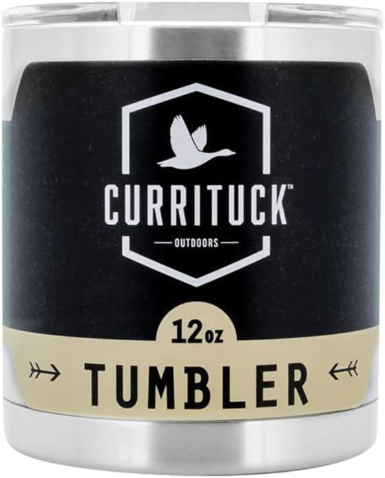 Currituck Heavy Duty Stainless Steel Tumbler Cup with Lid by Camco- Perfect for Travel, Camping, Hiking, The Beach and Sports, Won't Condensate- 12 oz (51860)