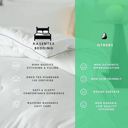 KASENTEX Super-Duper Ultra Soft Lightweight Jersey Knit Twin Comforter Set, Smooth Bed Sets 2 Piece Breathable Bedding, Light Plain White Comforters Twin Size for Kids Boys Girls Teen, 68x90in