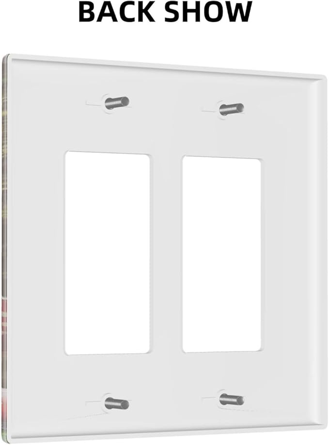 Red Mushroom Forest Fairy Moon Butterfly 2 Gang Rocker Decora Bohemian Light Switch Covers Decorative Dual Outlet Covers Wall Plate Electrical Faceplate Switchplate GFCI for Kidroom Nursery