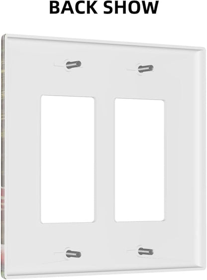 Red Mushroom Forest Fairy Moon Butterfly 2 Gang Rocker Decora Bohemian Light Switch Covers Decorative Dual Outlet Covers Wall Plate Electrical Faceplate Switchplate GFCI for Kidroom Nursery