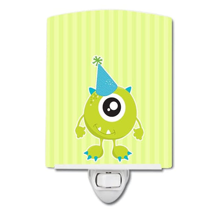 Caroline's Treasures BB9102CNL Birthday Monster Hat Ceramic Night Light Compact, UL-Certified, Ideal for Bedroom, Bathroom, Nursery, Hallway, Kitchen, 6x4x3, Multicolor