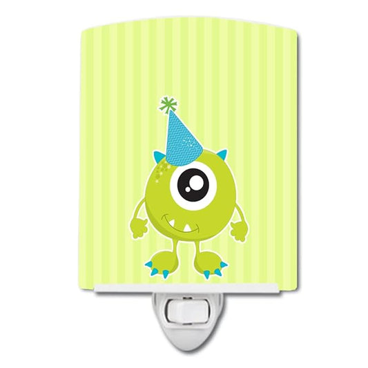 Caroline's Treasures BB9102CNL Birthday Monster Hat Ceramic Night Light Compact, UL-Certified, Ideal for Bedroom, Bathroom, Nursery, Hallway, Kitchen, 6x4x3, Multicolor