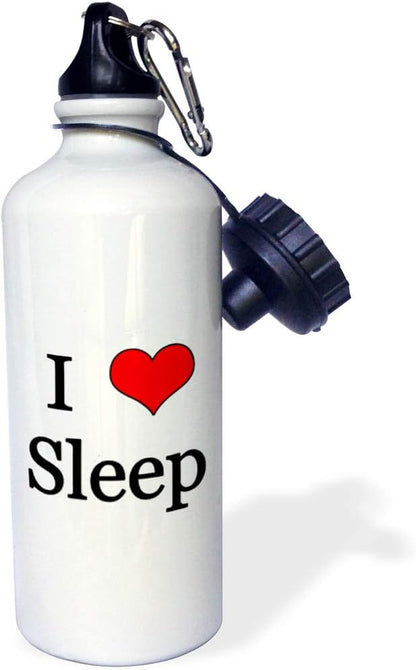 3dRose I love sleep Sports Water Bottle, 21 oz, Multicolor