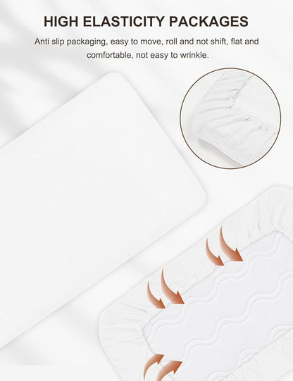 39"x27" Pack and Play Sheets for Baby Boys and Girls, White Neutral Muslin Cotton Small Pack n Play Mattress Pad Cover, 39"x27" Soft and Breathable Baby Sheets for Pack and Play (46P-12)