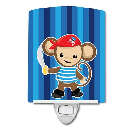Caroline's Treasures BB8977CNL Pirate Monkey Blue #2 Ceramic Night Light Compact, UL-Certified, Ideal for Bedroom, Bathroom, Nursery, Hallway, Kitchen, 6x4x3, Multicolor