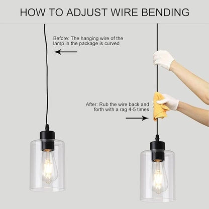 Modern Black Farmhouse Clear Glass Cylinder Pendant Light Fixture,Island Lights for Kitchen,Mini Pendant Lighting for Kitchen Island Decor - 4.75 Inch Shade 58 Inch Cord (Black 2 Pack)