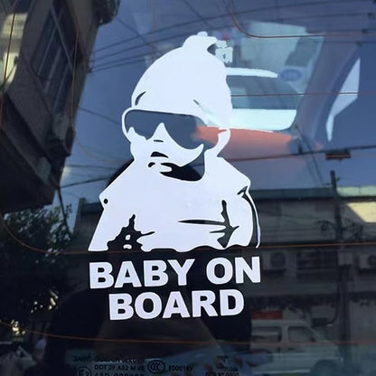 4PCS【Baby on Board】2White Stickers for Car & 【Baby on Board】2Black Decals for Cars, Baby Safety Car Signs, Funny Baby Car Stickers