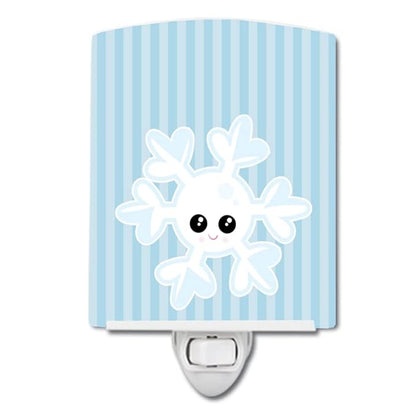Caroline's Treasures BB7149CNL Weather Snowflake Face Ceramic Night Light Compact, UL-Certified, Ideal for Bedroom, Bathroom, Nursery, Hallway, Kitchen, 6x4x3, Multicolor