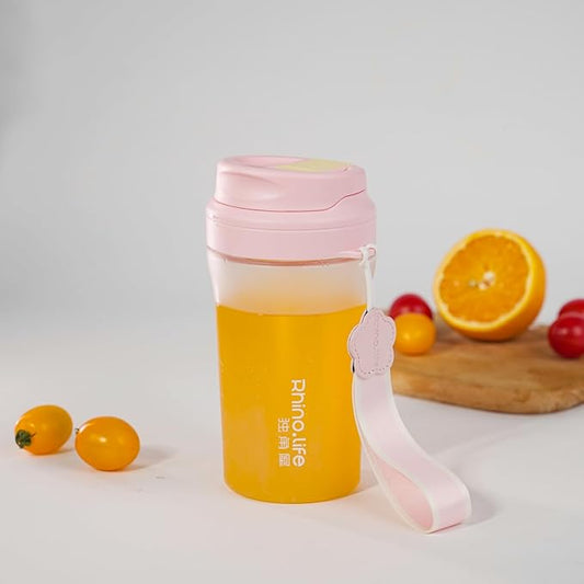 RhinoLife Premium Quality Motivational Pink Small Tiny Water Bottle with Double Drink Straw Lid, Shaker Gym Sports, BPA Free Tritan Plastic 18OZ (Fluorite Pink)