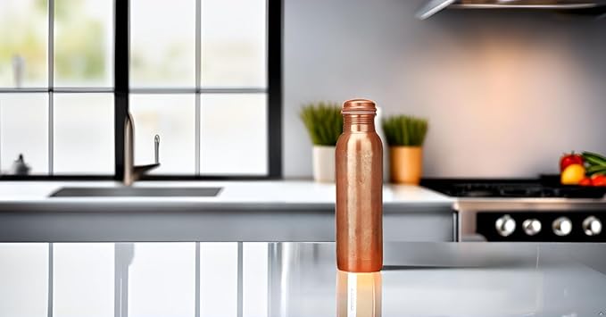 Copper Water Bottle - 34 Oz Large Ayurvedic Pure Copper Vessel For Drinking Leak Proof Antique Copper Bottle For Sport, gym, Yoga, Meditation & Ayurvedic Copper Health Benefits - 1000ml