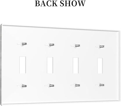 Rustic Deer Forest Vintage Wood Board Quad Toggle Boho Light Switch Covers Decorative Country Unique 4 Gang Wall Plate Electrical Faceplate Switchplate for Farmhouse Bedroom Decor