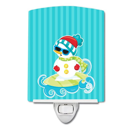 Caroline's Treasures BB9077CNL Beach Snowman Surfer #2 Ceramic Night Light Compact, UL-Certified, Ideal for Bedroom, Bathroom, Nursery, Hallway, Kitchen, 6x4x3, Multicolor