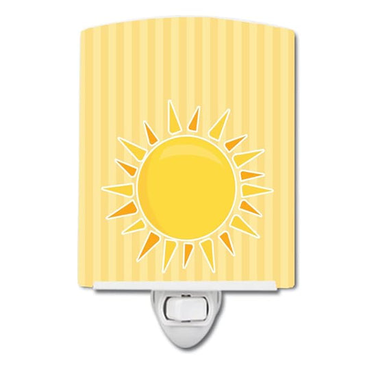 Caroline's Treasures BB7066CNL Sunshine Sun on Stripes Ceramic Night Light Compact, UL-Certified, Ideal for Bedroom, Bathroom, Nursery, Hallway, Kitchen, 6x4x3, Multicolor