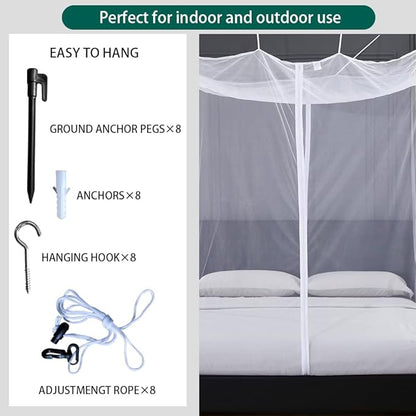 Mengersi Mosquito Net for Bed Canopy with Zipper,Canopy Bed Curtains Single Full,Queen King Size Bed,Mosquito Netting for Patio,Camping,Bug Net for Camping,White