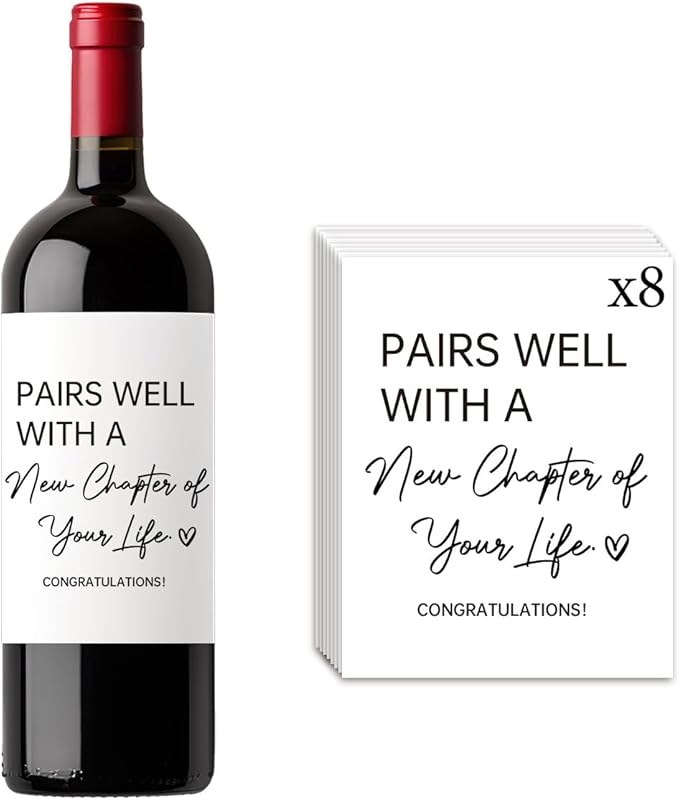 8 Pcs Going Leaving Moving Away Farewell New Beginnings Engagement Retirement Party Decorations Gifts for Women Men Coworker Friends Pairs Well with New Chapter of Your Life Wine Labels