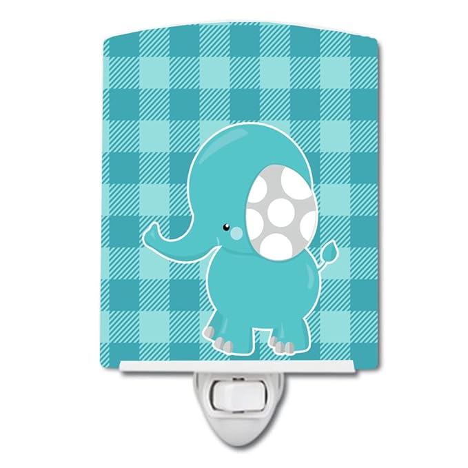 Caroline's Treasures BB6841CNL Striped Elephant Ceramic Night Light Compact, UL-Certified, Ideal for Bedroom, Bathroom, Nursery, Hallway, Kitchen, 6x4x3, Multicolor