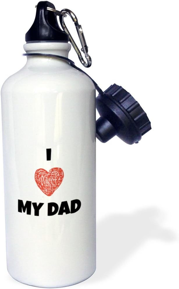 3dRose love My dad-Sports Water Bottle, 21oz , 21 oz, Multicolor
