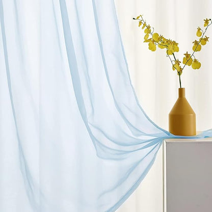 Sky Blue Sheer Curtains 72 Inches Long for Bedroom Rod Pocket Sheer Voile Curtains Panels Light Filtering Baby Blue Sheer Drapes for Windows/Living Room/Boys/Kids Room 52x72 2 Panels