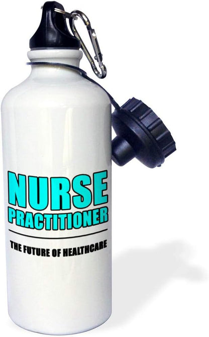 3dRose Nurse Practitioner The Future Of Healthcare Aqua-Sports Water Bottle, 21 oz, White