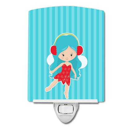 Caroline's Treasures BB8676CNL Blue Haired Fairy Ceramic Night Light Compact, UL-Certified, Ideal for Bedroom, Bathroom, Nursery, Hallway, Kitchen, 6x4x3, Multicolor