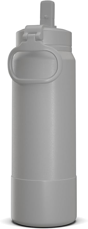 Hydrapeak 26oz Sport Insulated Water Bottle with Straw or Chug Lid, Leak & Spill Proof, Keeps Drinks Cold for 24 Hours, Hot for 12 Hours, Premium Stainless Steel Water Bottles (26oz, Grey)