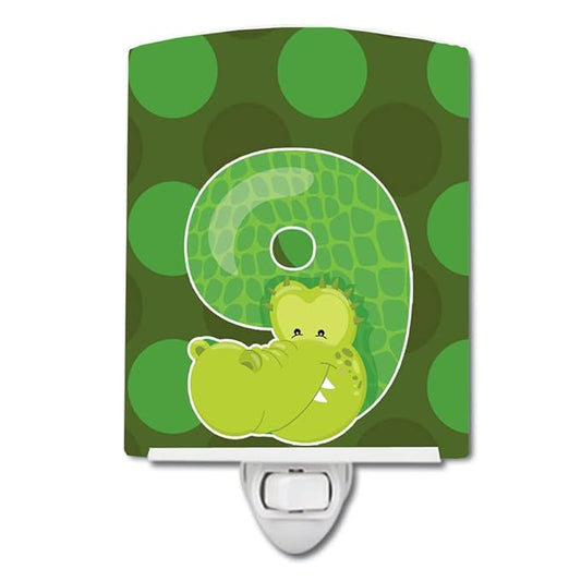 Caroline's Treasures BB9016CNL Zoo Month 9 Aligator Ceramic Night Light Compact, UL-Certified, Ideal for Bedroom, Bathroom, Nursery, Hallway, Kitchen, 6x4x3, Multicolor