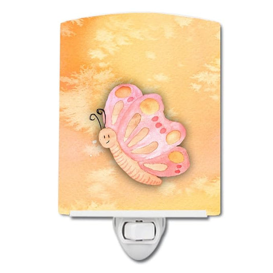 Caroline's Treasures BB7384CNL Butterfly Watercolor Ceramic Night Light Compact, UL-Certified, Ideal for Bedroom, Bathroom, Nursery, Hallway, Kitchen, 6x4x3, Multicolor