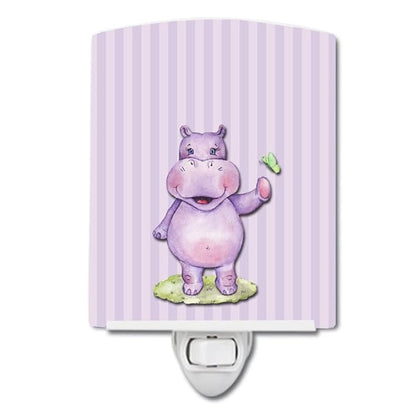 Caroline's Treasures BB7147CNL Hippopotamus Ceramic Night Light Compact, UL-Certified, Ideal for Bedroom, Bathroom, Nursery, Hallway, Kitchen, 6x4x3, Multicolor