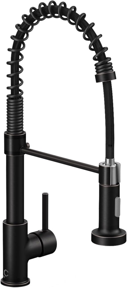 Oil Rubbed Bronze Single Handle Kitchen Faucet with Sprayer, Pull Down Faucet for Camper, RV, Farmhouse Sink