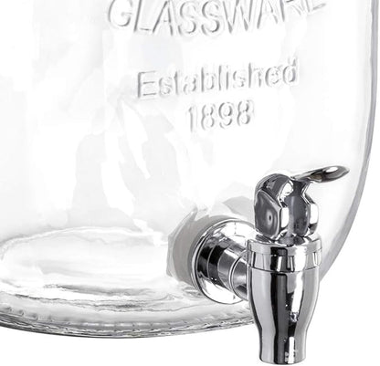 VITTORI, Vintage Drinks Dispenser, Vitolero Water Dispenser, Glass Vitolero with Black Label and Lid, 4 Liters