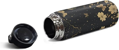 Moon Butterfly Insulated Water Bottle 20 Oz Stainless Steel Leak Proof Vacuum Easy to Clean Lightweight Keeps Cold and Hot Great for Travel Hiking Biking Running