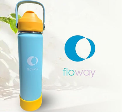 24oz Stainless Steel Vacuum Insulated Water Bottle with Straw Lid and Cleaning Brush, BPA Free, Leakproof, Temp Control, for Hot and Cold Drinks (Sunny Sky, 24oz)