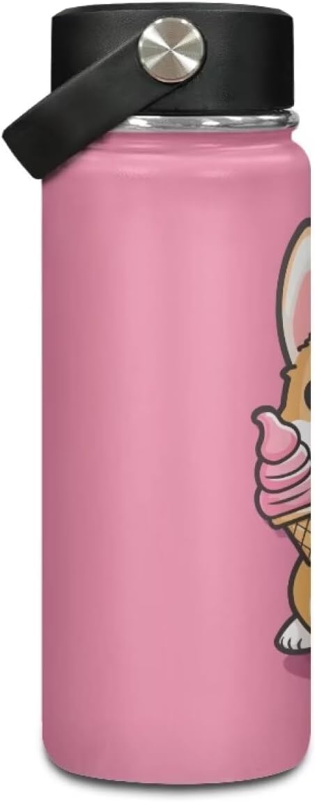 Corgi Insulated Water Bottle for Kids 20 Oz Vacuum Stainless Steel Water Bottle Reusable Travel Cup Gym Sports Wide Mouth Water Bottle